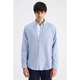 D'S Damat Ds Damat Comfort Lacivert Çizgili Gömlek 6HC02HD10304M - XL