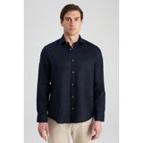 D'S Damat Ds Damat Comfort Lacivert Keten Gömlek - 3XL