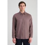 D'S Damat Ds Damat Comfort Lila Düz %100 Keten Gömlek