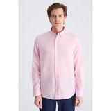 D'S Damat Ds Damat Comfort Pembe Armürlü %100 Pamuklu Gömlek 4HC02K8122652 - XL