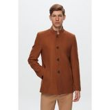 D'S Damat Ds Damat Erkek Regular Fit Camel Dik Yaka Kaşe Kaban Taba Renk Uzun Kol Düz Desen-1HCK78ORT5033 - 52