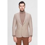 D'S Damat Ds Damat Regular Fit Bej Armürlü Çift Yırtmaçlı Yünlü Blazer Kumaş Ceket 3HF04IR224361 - 6 Drop - 58