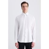 D'S Damat Ds Damat Regular Fit Beyaz Armürlü Gömlek 5HF02TA06342M - 2XL