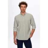 D'S Damat Ds Damat Regular Fit Haki Çizgi Desenli Gömlek 4HC02SN062650 - XL