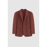 D'S Damat Ds Damat Regular Fit Kiremit Armürlü Çift Yırtmaçlı Yünlü Blazer Kumaş Ceket 3HF04IR224361 - 6 Drop - 56