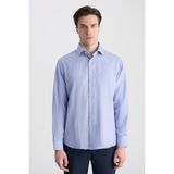 D'S Damat Ds Damat Regular Fit Lacivert Çizgili Gömlek 5HF02IG25100M - XL