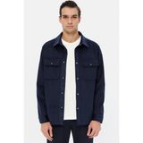 D'S Damat Ds Damat Regular Fit Lacivert Düz Kadife Görünümlü Gömlek Mont 5HC073080021M