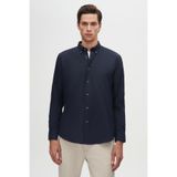 D'S Damat Ds Damat Regular Fit Lacivert Düz Kışlık Flanel Gömlek