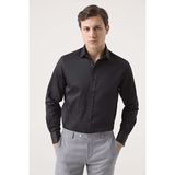 D'S Damat Ds Damat Regular Fit Siyah Düz Gömlek 4HE02DY05025M - 4XL