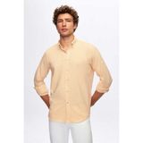 D'S Damat Ds Damat Regular Fit Turuncu Çizgi Desenli Gömlek 4HC02SN062650 - 2XL