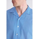 D'S Damat Ds Damat Relaxed Mavi Baskılı %100 Pamuklu Gömlek 2HC02AP353130 - XL