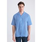 D'S Damat Ds Damat Relaxed Mavi Baskılı %100 Pamuklu Gömlek 2HC02AP353130