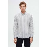D'S Damat Ds Damat Slim Fit Açık Mavi Çizgili Gömlek 6HC02ORT10265 Mavi