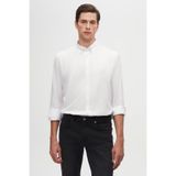 D'S Damat Ds Damat Slim Fit Beyaz Armürlü Düğmeli Yaka Pamuklu Gömlek
