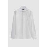 D'S Damat Ds Damat Slim Fit Beyaz Armürlü Gömlek - 2XL