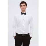 D'S Damat Ds Damat Slim Fit Beyaz Düz Smokin Gömlek 4HSS2DY05552M