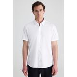 D'S Damat Ds Damat Slim Fit Beyaz Örme Gömlek - XL