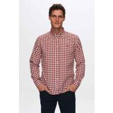 D'S Damat Ds Damat Slim Fit Bordo Kareli Ekoseli Gömlek
