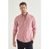 D'S Damat Ds Damat Slim Fit Fuşya Pötikare Gömlek