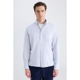 D'S Damat Ds Damat Slim Fit Gri Armürlü Gömlek 5HF02TA08280M