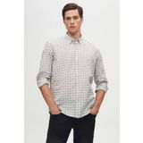 D'S Damat Ds Damat Slim Fit Gri Kareli Ekoseli Gömlek