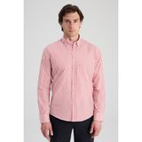 D'S Damat Ds Damat Slim Fit Kırmızı Çizgili Gömlek - XL