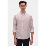 D'S Damat Ds Damat Slim Fit Kırmızı Çizgili Gömlek
