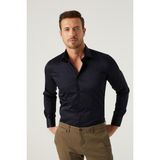 D'S Damat Ds Damat Slim Fit Lacivert Düz Gömlek 4HE02DY05006M - XS