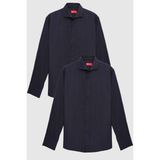 D'S Damat Ds Damat Slim Fit Lacivert Italyan Yaka Dar Kesim Klasik Kravatlık Uzun Kollu Kolay Ütülenebilir Nefes Alan 2'li Gömlek 2HF02ORTBN86