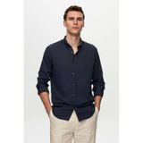 D'S Damat Ds Damat Slim Fit Lacivert Oxford Düğmeli Yaka Kolay Ütülenebilir Nakış Detaylı Pamuklu Gömlek 4HC02ORT03265 Lacivert
