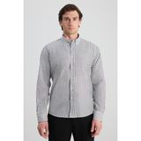 D'S Damat Ds Damat Slim Fit Siyah Çizgili Gömlek - 2XL