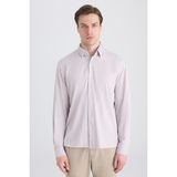 D'S Damat Ds Damat Slim Fit Vizon Çizgili Gömlek 5HC02AD07280M - XL