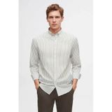 D'S Damat Ds Damat Slim Fit Yeşil Çizgili Gömlek 6HC02ORT10265 Yeşil