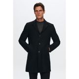 D'S Damat Erkek Siyah Mono Yaka Kaban – %30 Yün %70 Akrilik, Regular Fit, Şık ve Sıcak Kışlık Tasarım 5HF08ORT10000 - 46