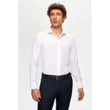 D'S Damat İtalyan Slim Fit Beyaz Uzun Kol Gömlek Düz Desenli %60 Pamuk %40 Polyester 2HF02ORT5185 - Ekru - XL