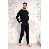 D'S Damat Maschio Pamuk Pijama Takımı Siyah Renk Erkekler İçin Yumuşak Dokulu Tasarım - XL