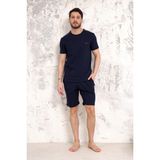 D'S Damat Maschio Pamuk Şort Takım Siyah Erkek Regular Fit Yumuşak Dokulu Konforlu Pijama - XL - Lacivert