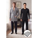 D'S Damat Özel Kutulu 5 Parça Çeyiz ve Damat Bohçası Seti (Pijama Tk,Triko Rob,Atlet-Boxer Set,3'lü Çorap)SİYAH