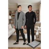 D's Damat Özel Kutulu Çeyizlik Damat Bohçası Seti - Triko Robdöşambr, Pijama Takımı, Atlet-Boxer Set - 3'lü Çorap Hediyeli Siyah - 2XL