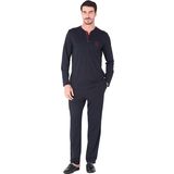D'S Damat Pijama Takımı Yarım Patlı Uzunkol Lacivert