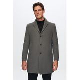 D'S Damat Regular Fit Antrasit Kaşe Kaban Uzun Kol Erkek Midi Desen Düz 5HF08ORT10000 - 52
