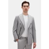 Ds Damat Regular Fit Gri Çizgili Kruvaze Takim Elbise