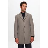 D'S Damat Regular Fit Gri Mono Yaka Kaşe Kaban %40 Pamuk %40 Polyamid %20 Polyester Erkek - 48