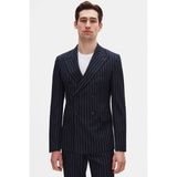 Ds Damat Regular Fit Lacivert Çizgili Kruvaze Takim Elbise 4HF05ORT01588 - 48 - 6 Drop