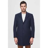 D'S Damat Regular Fit Lacivert Çizgili Yünlü Palto Uzun Kol Erkekler İçin Şık Tasarım 1HF083220016M - 50