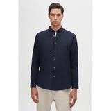 Ds Damat Regular Fit Lacivert Düz Kışlık Flanel Gömlek, L