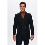 Ds Damat Regular Fit Lacivert Kruvaze Denizci Metal Düğme Detaylı Kaşe Kaban, 46