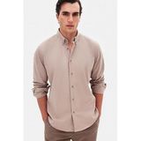 Ds Damat Regular Fit Vizon Düz Kışlık Flanel Gömlek, M