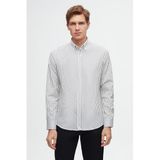 Ds Damat Slim Fit Açık Mavi Çizgili Gömlek, XL