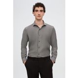 Ds Damat Slim Fit Antrasit İtalyan Yaka Armürlü Gömlek 2HF02ORT3185